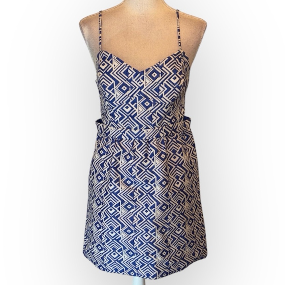 American Eagle Outfitters blue white geometric cutout mini dress